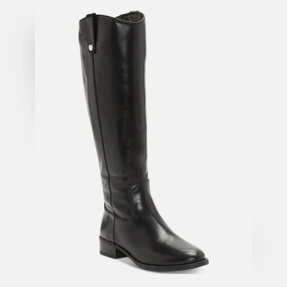 INC Womens Fawne‎ Black Leather Knee-High Boots Size 5.5
